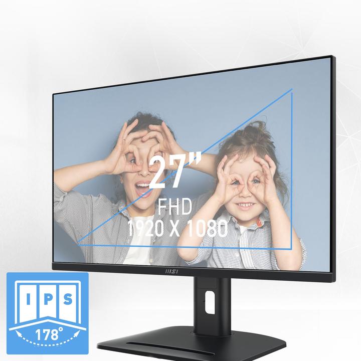 Actual product image MSI MON 27IPS FHD BK MM PIVOT PRO MP275PG 1MS 100HZ (1920 x 1080 pixels, 27")