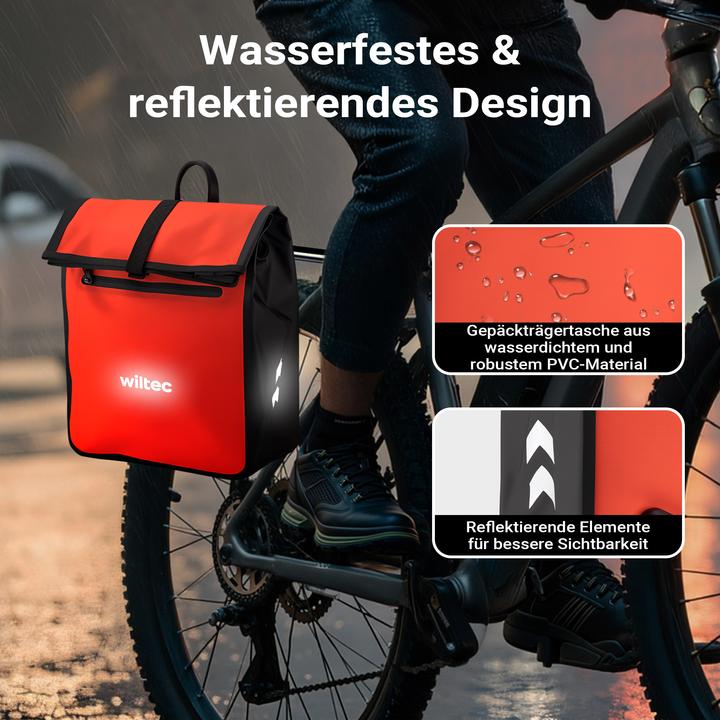 Produktbild Wiltec Gepäckträgertasche rot 22l Fahrradtasche Gepäckträger Gepäcktasche (22 l, Gepäckträgertasche)