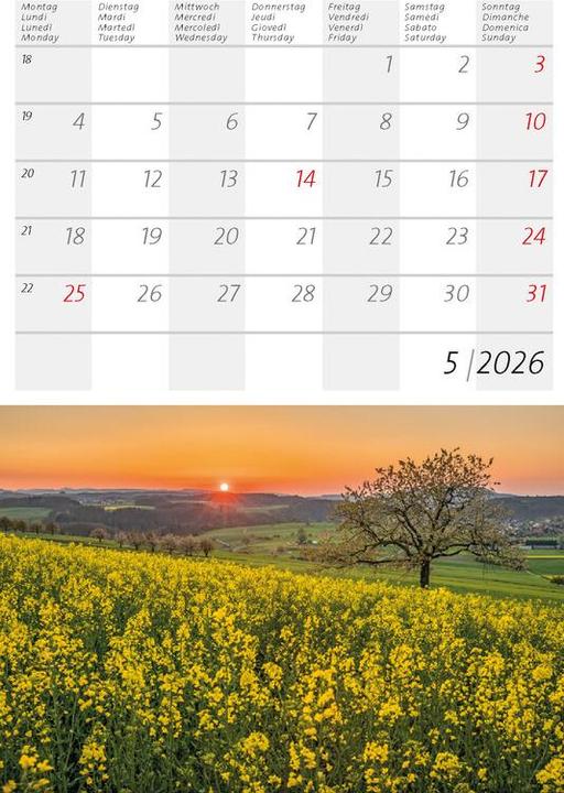 Produktbild Kleiner Schweizer Kalender 2026 (Harter Einband, Deutsch, Französisch, Italienisch)