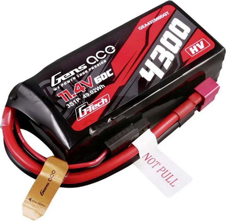 Actual product image Gens Ace G-Tech 4300mAh 3S1P 11.4V 60C Lipo Battery with T-plug (11.40 V, 4300 mAh)