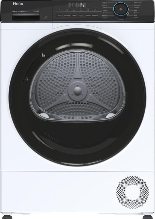 Haier HD90-A3939E-EN Freistehender Wäschetrockner Frontlader 9 kg A++ Weiss (9 kg, Rechts)