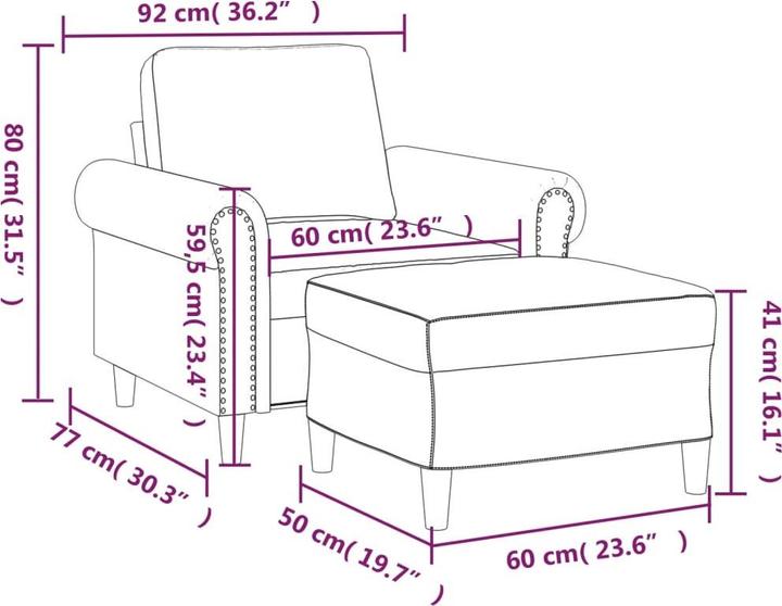 Produktbild vidaXL Sessel mit Hocker 60 cm Samt