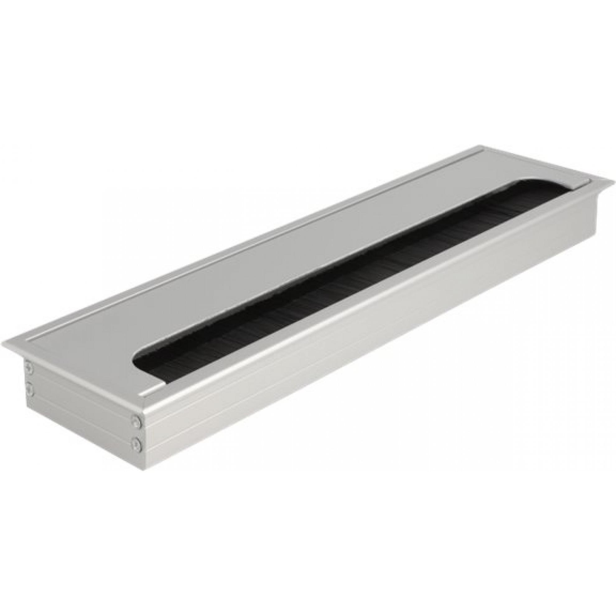 Delock, Kabelschutz + Kabelführung, Kabeldurchführung für Tischeinbau mit Bürste 300 x 80 x 28 mm silber (Kabeldurchlass...