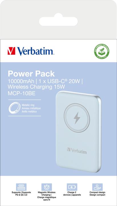 Actual product image Verbatim POWER BANK 10000 BLEU (10000 mAh, 20 W, 37 Wh)