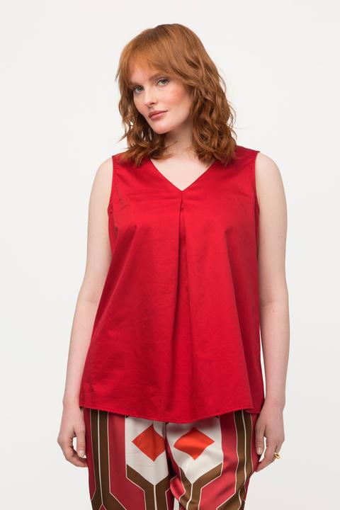 Immagine prodotto Ulla Popken Top smanicato con raso, piega decorativa e scollo a V (46, 48)