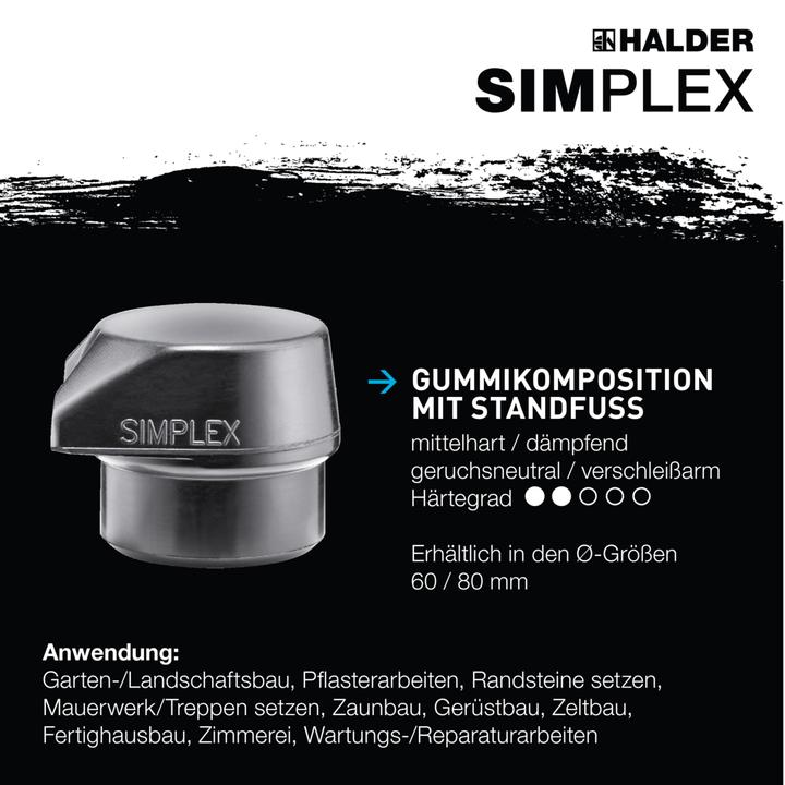 Image du produit Halder Tête de marteau de protection Ø 60 mm caoutchouc noir mi-dur