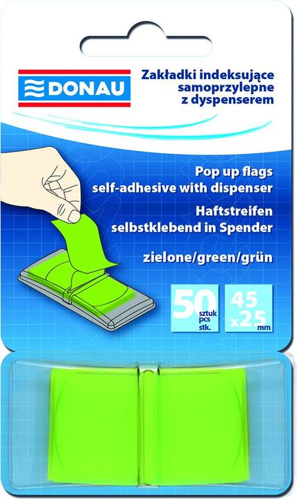 Donau Filing index, pp, 25x45mm, 1x50 registers, green