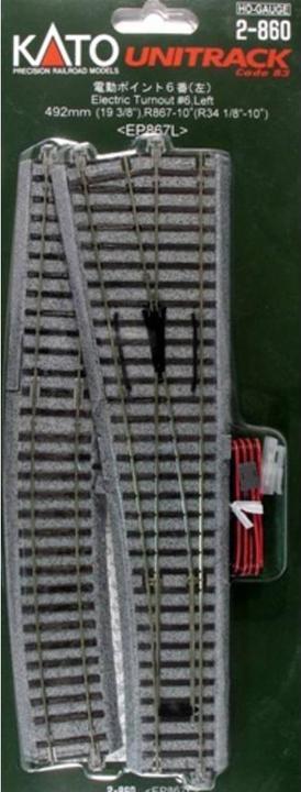 Immagine prodotto Kato H0 Deviatoio elettrificato, sinistro 492 mm con curva R867-10° (Traccia H0)