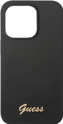 Actual product image Guess GUHCP14LSLSMK iPhone 14 Pro 6.1" czarny/black hard case Silicone Vintage Gold Logo (Apple iPhone 14 Pro)