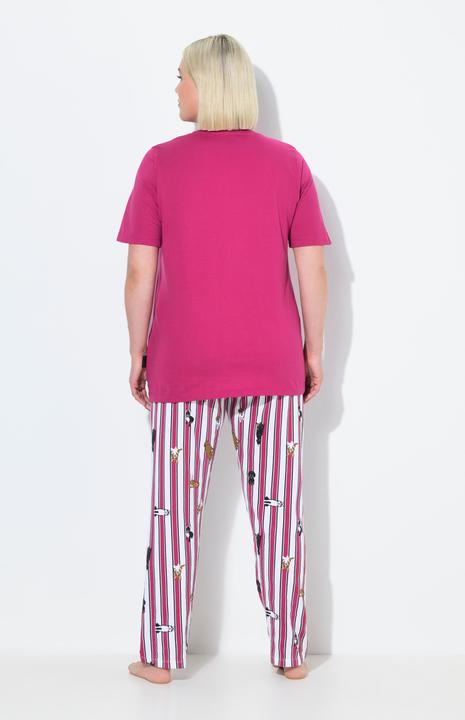 Actual product image Ulla Popken Pyjama, Zweiteiler, uni Shirt, Hose mit HotDog-Muster (54)
