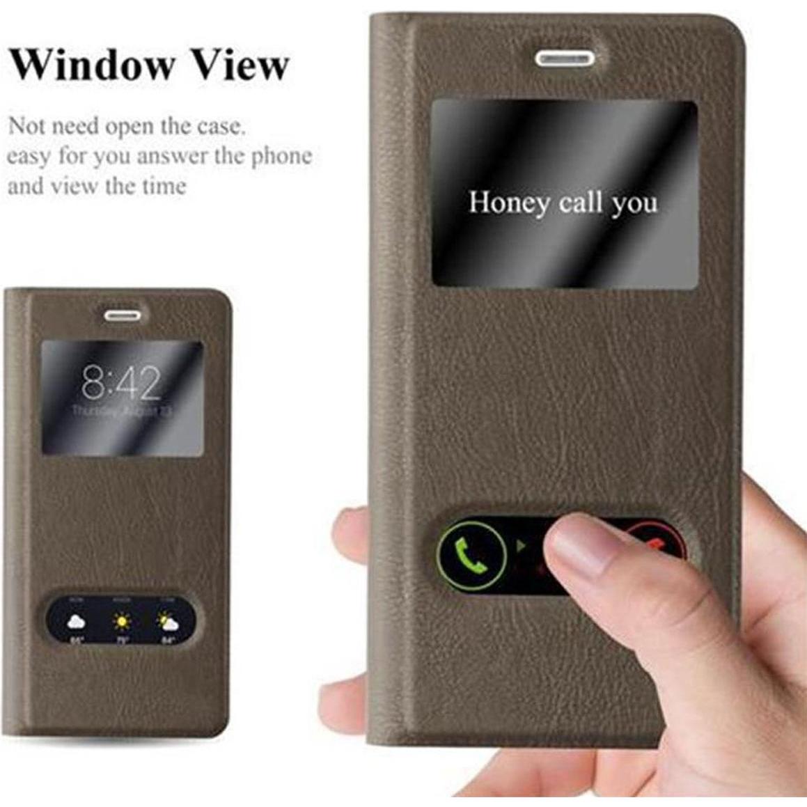 Thumbnail - Cadorabo Book mit View Doppelfenster Cover (Huawei P9 Lite), Smartphone Hülle, Braun
