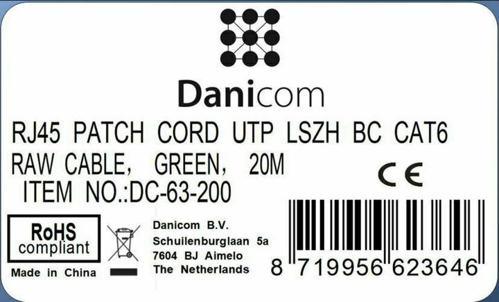 Produktbild Dsit CAT6 Netzwerkkabel, U/UTP, 20 meter, Grün, 100% Kupfer (U/UTP, CAT6, 20 m)