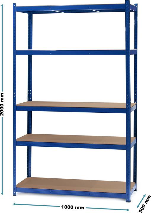 Wiltec Schwerlastregal 100x50x204cm 200kg Steckregal blau Werkstattregal Keller