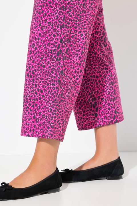 Immagine prodotto Ulla Popken Pantaloni di jersey a 7/8 con stampa, taglio della gamba ampio e cintura elastica (66, 68)