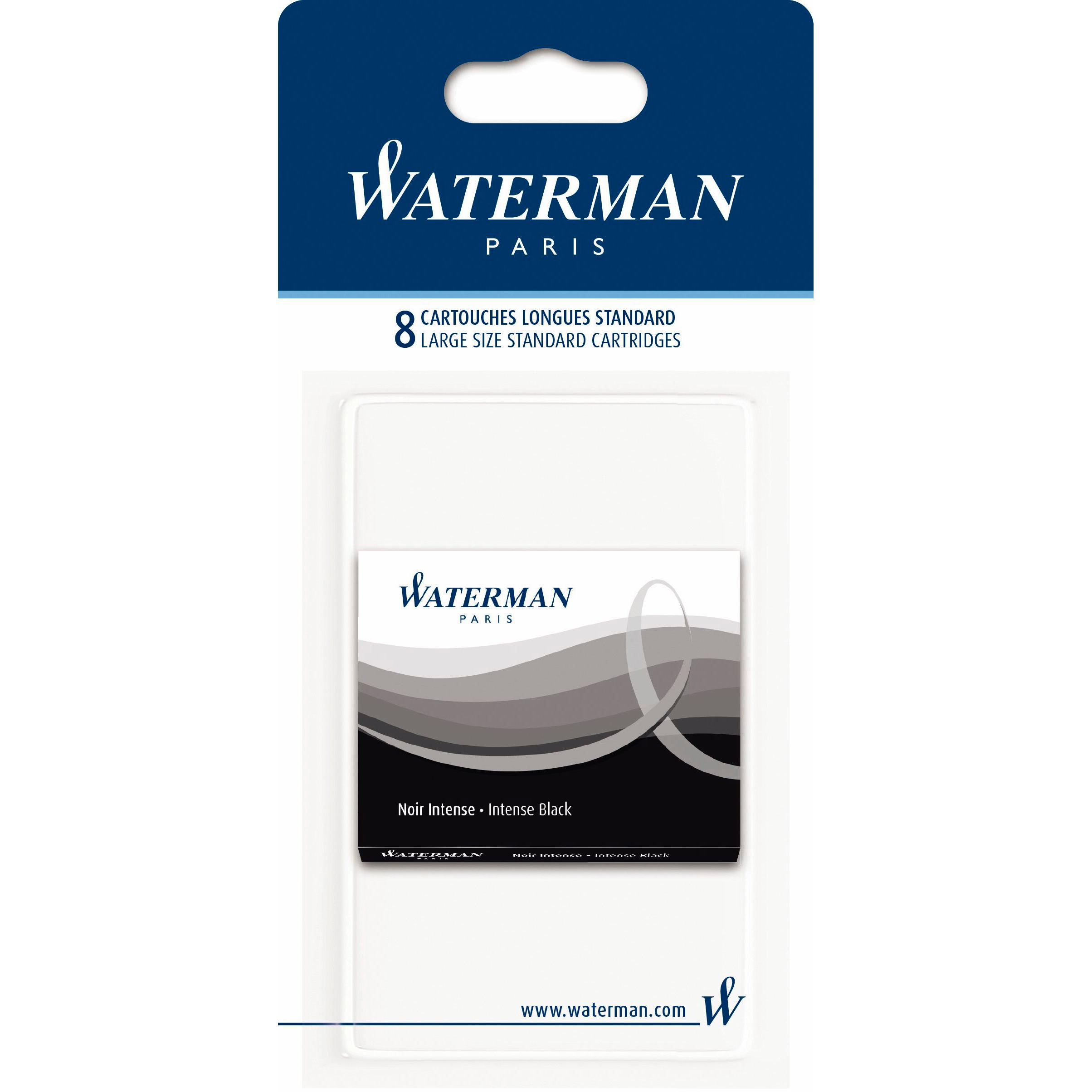 Waterman, Cartucce di ricambio + Calamaio, Supporto per cartucce d'inchiostro. Intenso (Nero, 8 pz.)