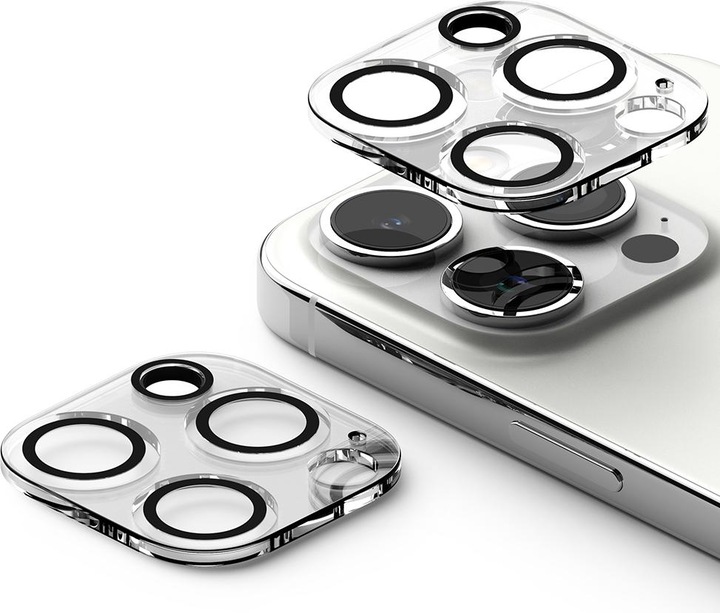 Actual product image Ringke iPhone 15 Pro Camera Styling Camera Island Protector Tempred Glass(2pcs) Transparent (2 Piece, Apple iPhone 15 Pro)