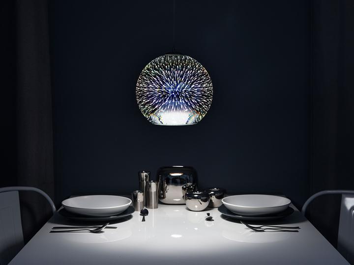 Produktbild Beliani Hängeleuchte Glas silber Kugelform SESSERA (E27)