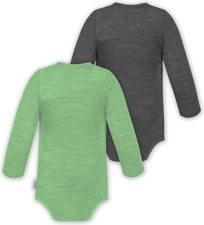 Produktbild Normani 2er Set Unisex Baby Wickelbody Langarm-Strampler Einteiler aus Merinowolle - 9351 (44)