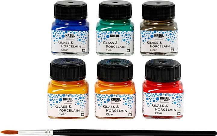 Image du produit Kreul Verre et porcelaine Clear-Set (Vert foncé, Rouge cerise, Jaune soleil, Brun espresso, Bleu foncé, Orange, 120 ml)