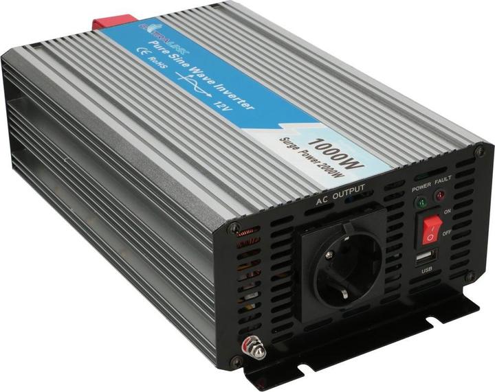 Produktbild Extralink VOLTAGE CONVERTER -,, PURE SINUS OPIP-1000W power adapter/inverter Auto Aluminium
