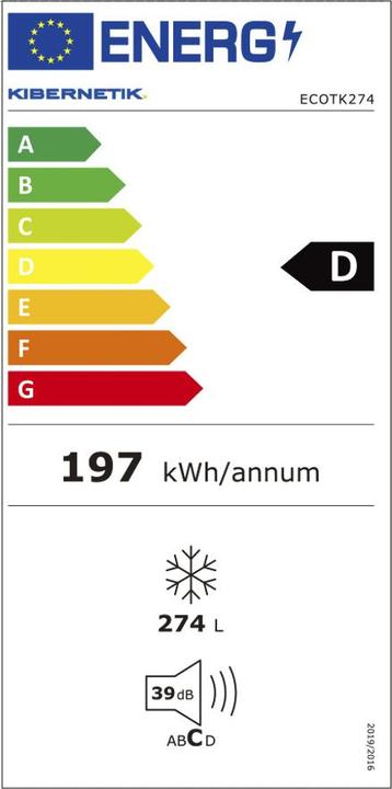 Etichetta energetica Kibernetik Congelatore (Struttura autonoma, 274 l)