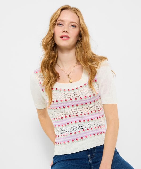 Produktbild Joe Browns Floral Stripe Square Neck Short Sleeve Jumper (46)