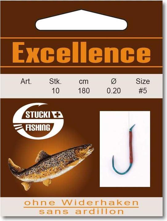 Stucki Fishing Excellence geleimte Haken ohne Widerhaken, 180 cm