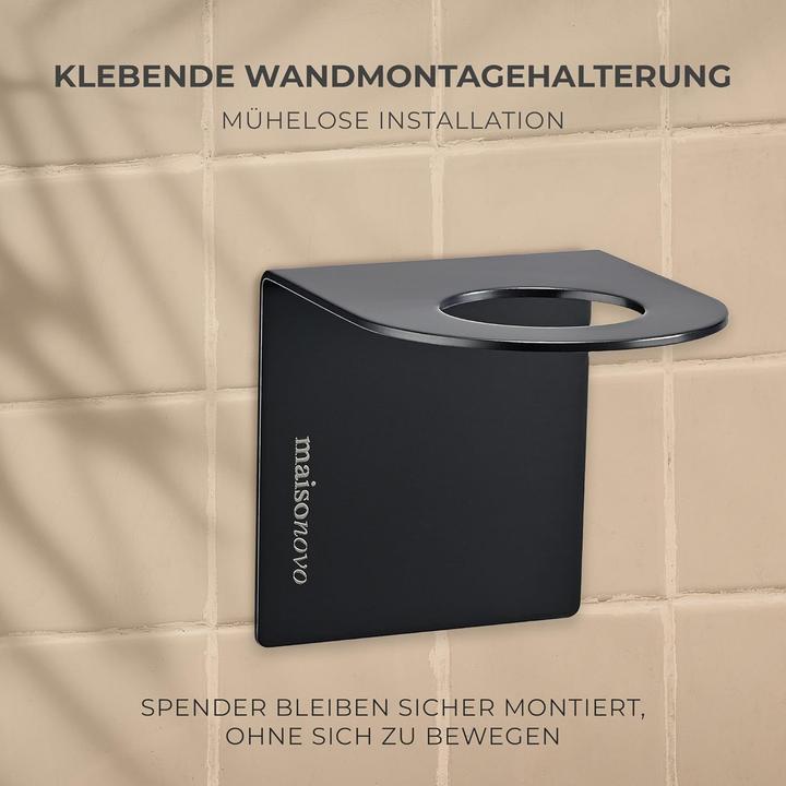 Produktbild Maisonovo 3er Set Shampooflaschen zum Befüllen mit Wandhalterung