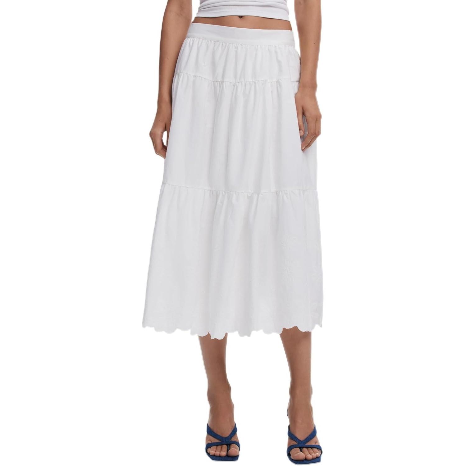 Desigual, Donne, Gonna, Fal Tolstoi, Bianco, (M)