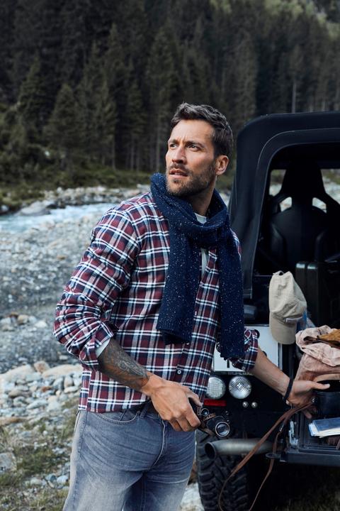 Immagine prodotto JP1880 Camicia di flanella a quadri con taglio moderno, maniche lunghe e colletto button-down (L)