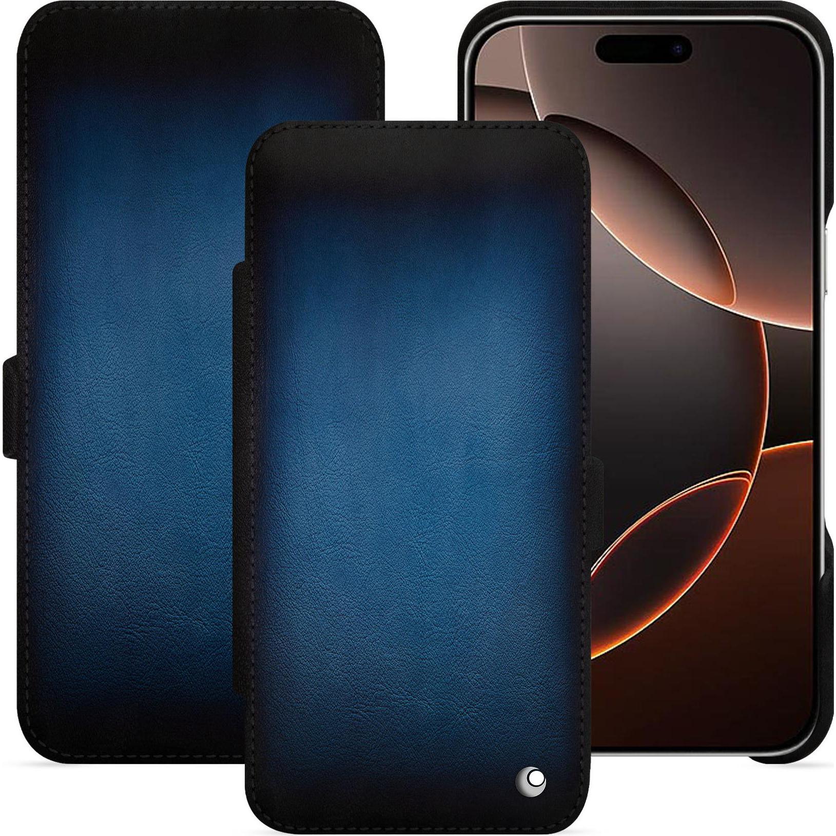 Thumbnail - Noreve Lederschutzhülle horizontal (Apple iPhone 16 Pro), Smartphone Hülle, Blau