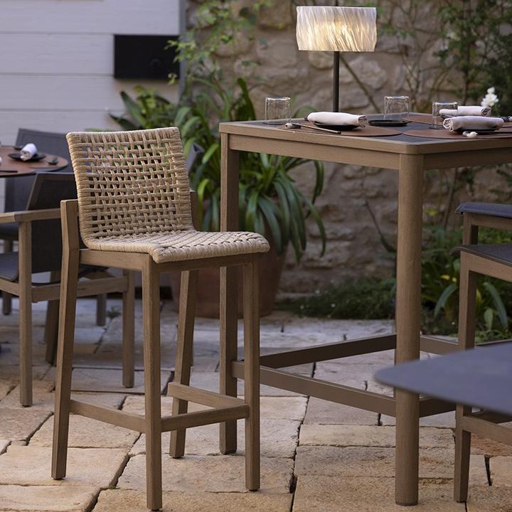 Produktbild Les Jardins Hocker COPENHAGUE Duratek Flachseil beige meliert TAB4268
