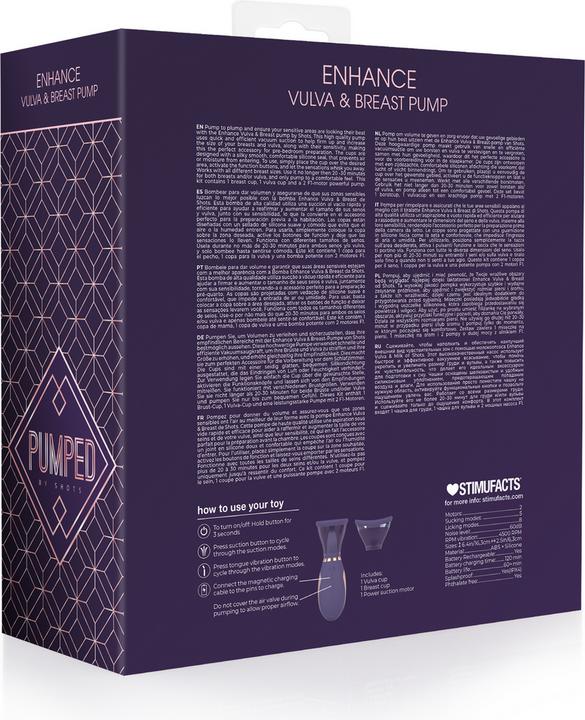Actual product image Doc Johnson Enhance - Automatic - 13-Speed - Silicone - Rechargeable Vulva & Breast Pump