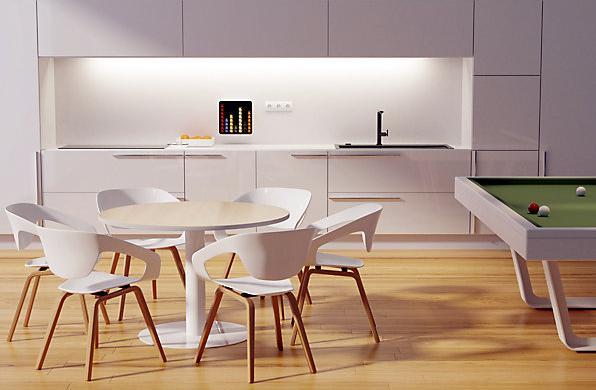 Actual product image Paperflow Conference table, Ø 1150 mm, 750 mm high, beech finish.