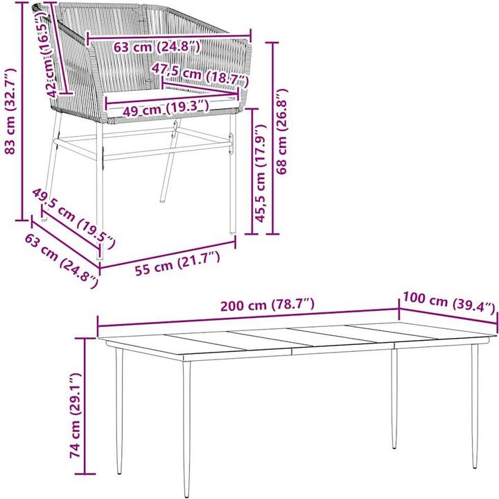 Produktbild vidaXL Garten Essgruppe (200 x 100 x 74 cm)