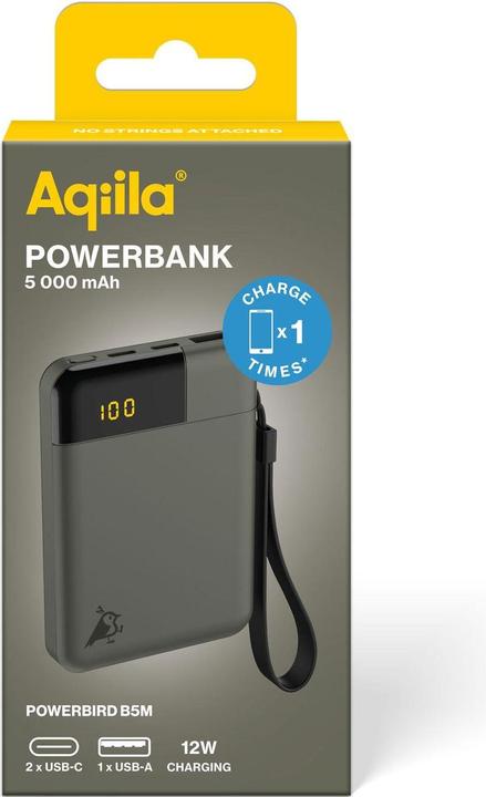 Actual product image Aqiila Powerbird B5B - Powerbank 5000 mAh, 12W - Moss (5000 mAh, 12 W, 18.50 Wh)