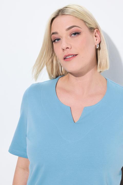 Immagine prodotto Ulla Popken T-shirt dal taglio svasato con scollo a tunica e mezze maniche (42, 44)