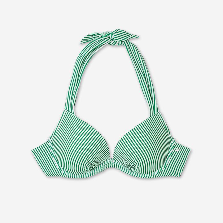 Image du produit Olaian Haut de maillot push up surf rayé Femme - Elena vert et blanc (70 A)