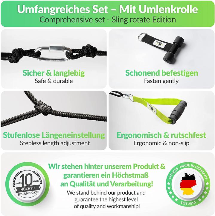 Produktbild BodyCross Schlingentrainer mit Umlenkrolle (Limette)