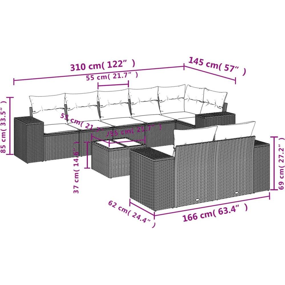 Thumbnail - VidaXL, Gartenlounge, 10-tlg. Garten-Lounge-Set mit Kissen