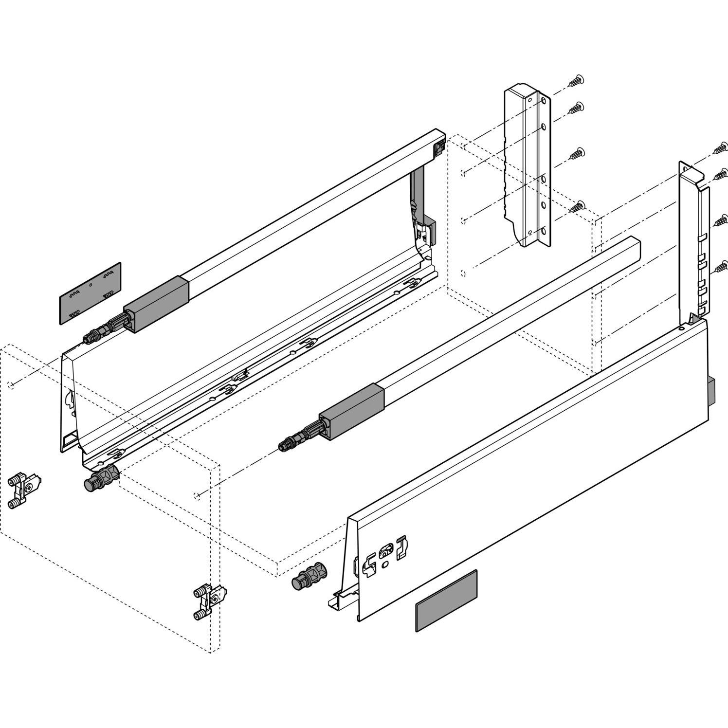 Blum, Schubladenauszüge, Tandembox antaro D-Reling(K) 1 Paar, 30kg 400mm Vollauszug, seidenweiss