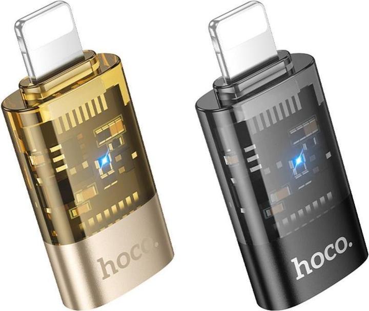 Actual product image Hoco Cable adapter OTG Lightning (male) to Type C (female) UA36A transparent black (Lightning, USB-C)