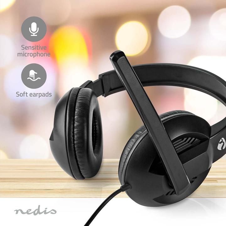 Immagine prodotto Nedis Cuffie per PC Over-Ear - Nero (Cablato, USB-A, Team Microsoft, Zoom)