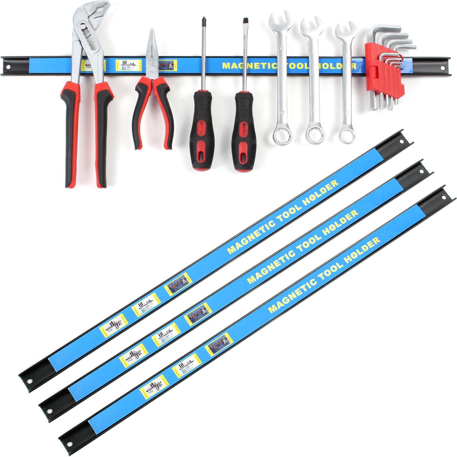 Thumbnail - Wiltec, Werkzeugwand, Magnetleiste 4er Set 61cm Werkzeughalter Werkstatt Schiene Wandhalterung