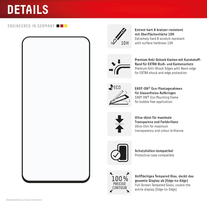 Actual product image Displex Premium Glass, Full Cover Panzerglas (1 Piece, Samsung Galaxy S24 FE)