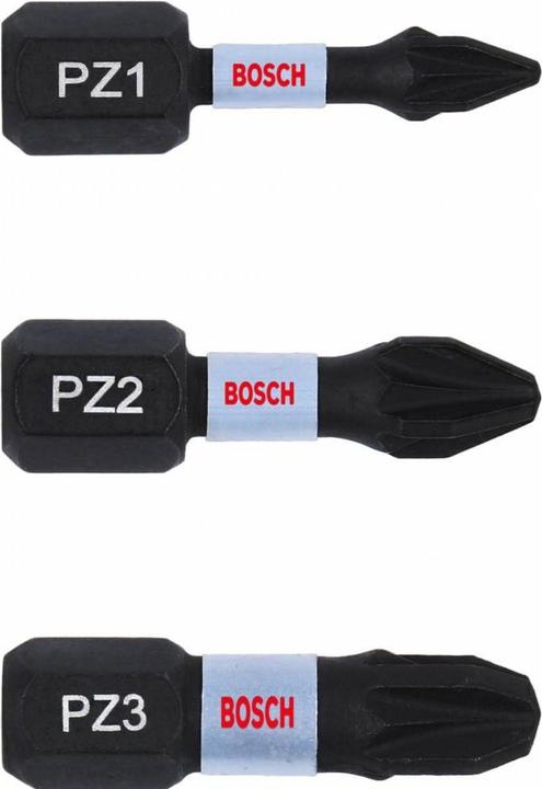 Produktbild Bosch Professional Zubehör PRO Pozidriv Impact Bit, PZ1x25, PZ2x25, PZ3x25 mm, 3-tlg. (PZ2, PZ1, PZ3)