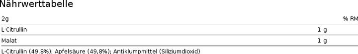 Nährwerte und Zutaten Biotech USA Citrulline Malate (1 Stück, Pulver, 300 g)