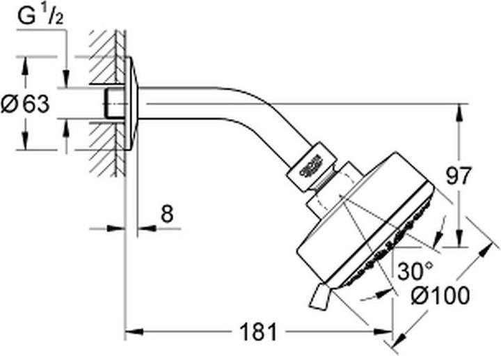 Produktbild Grohe Tempesta Cosmopolitan 100 Kopfbrause, 4 Strahlarten, chrom