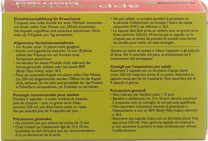 Nutritional values and ingredients Biomed Appcontrol (60 Piece, Capsules, 80 g)