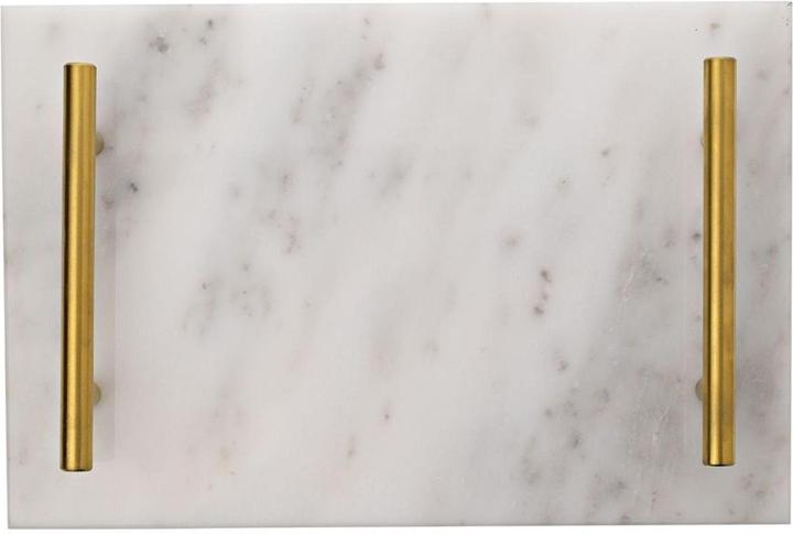 Hestia Marble Tray with Metal Handle - White